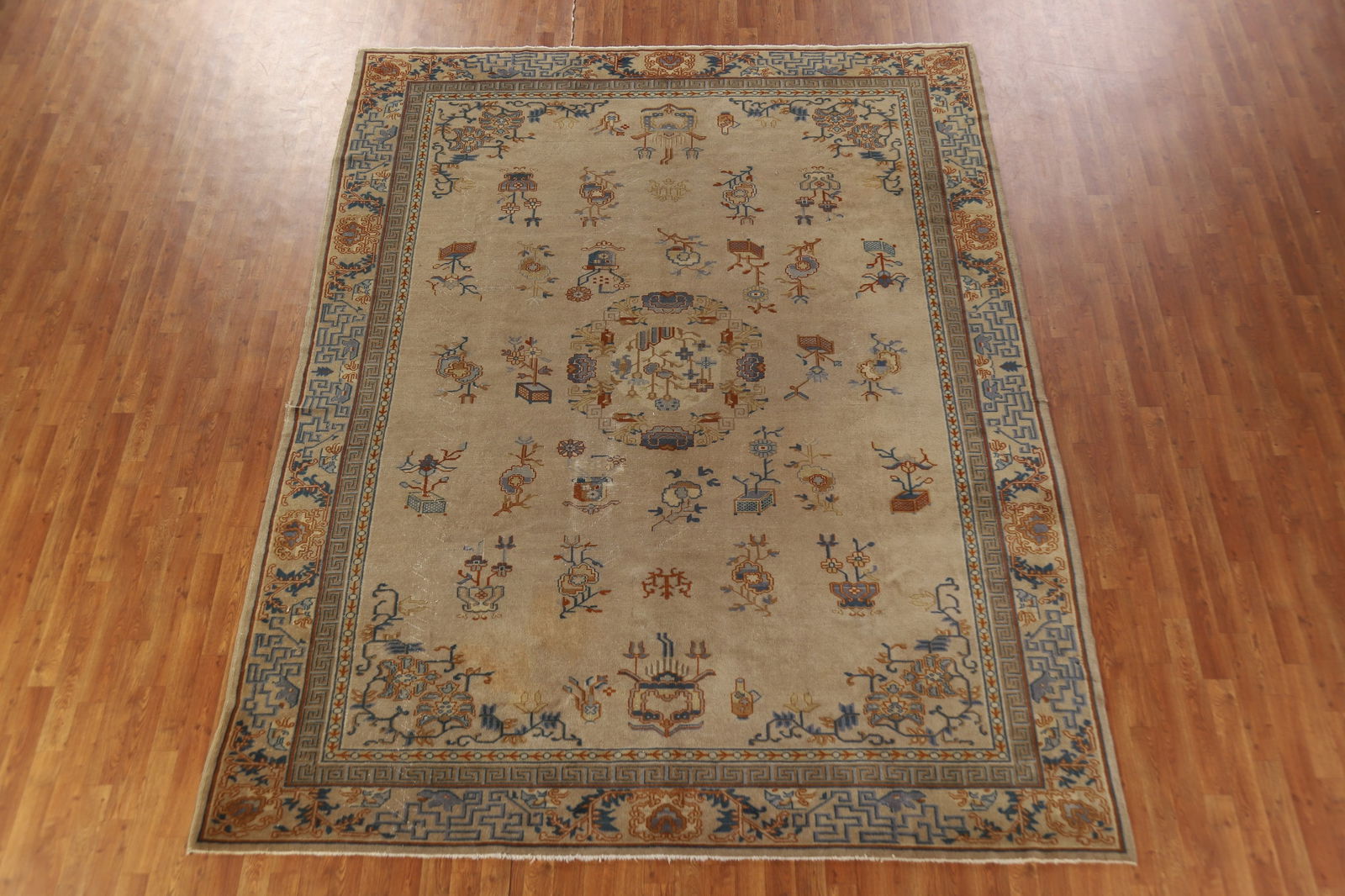 Antique Vegetable Dye Art Deco Chinese Accent Rug 9x11 - 3