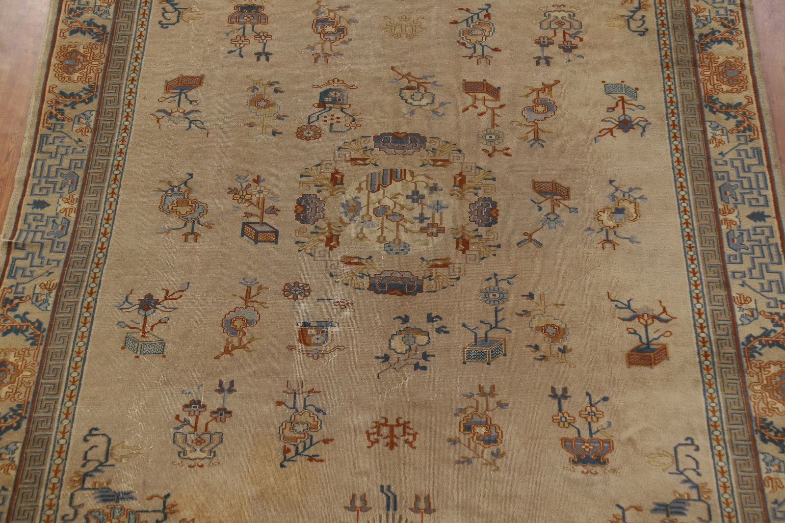 Antique Vegetable Dye Art Deco Chinese Accent Rug 9x11 - 4