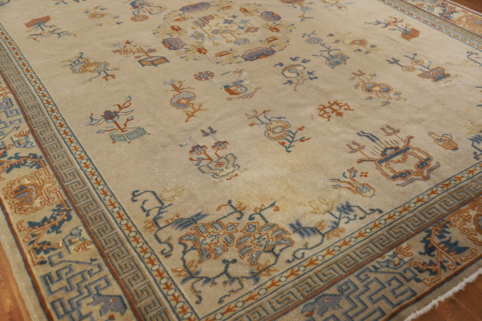 Antique Vegetable Dye Art Deco Chinese Accent Rug 9x11 - 7