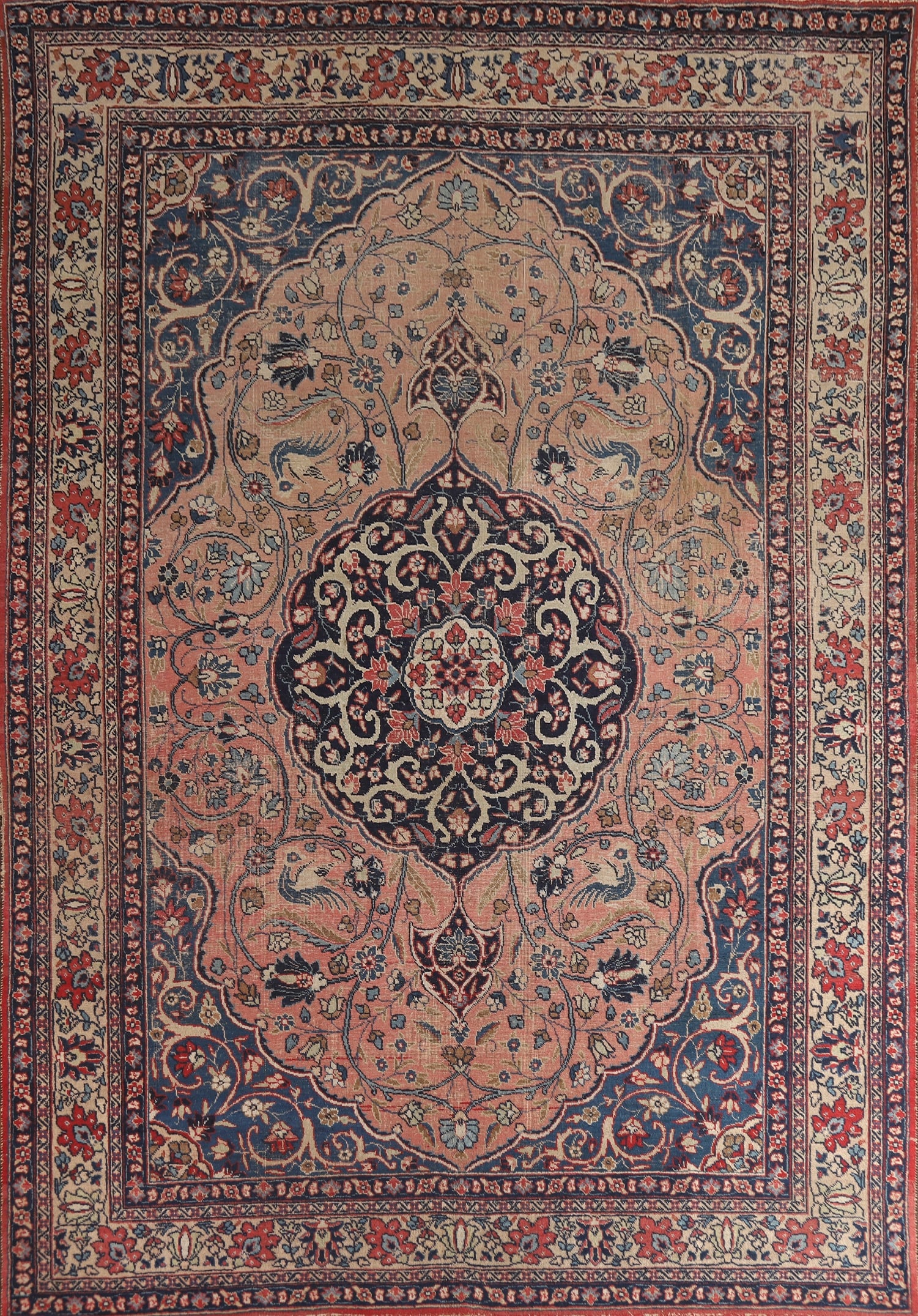 Pre-1900 Antique Vegetable Dye Tabriz Persian Area Rug 8x11: Title: Pre-1900 Antique Vegetable Dye Tabriz Persian Area Rug 8x11 Description:A Beautiful Genuine Iran ( Persia ) Tabriz rug is Hand Knotted by skillful weavers in Iran ( Persia ) with <