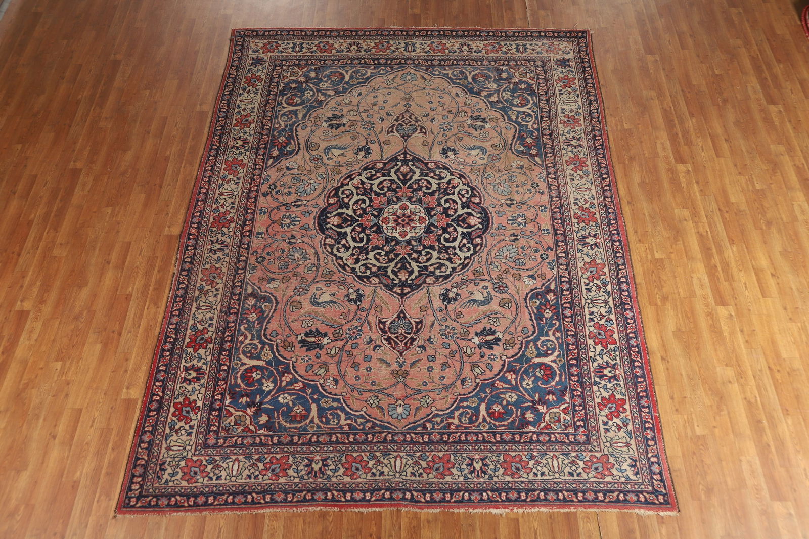Pre-1900 Antique Vegetable Dye Tabriz Persian Area Rug 8x11 - 3