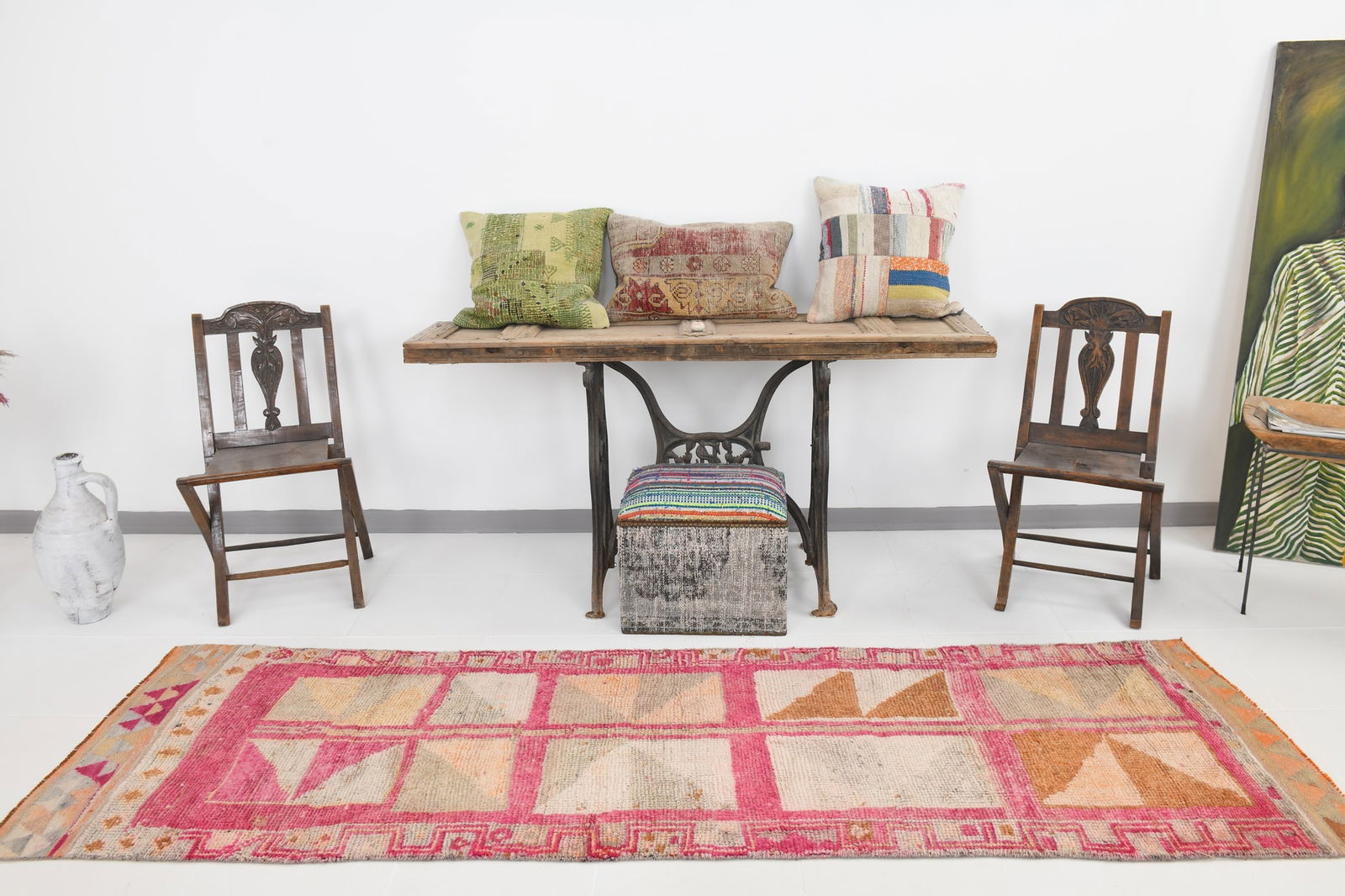 2'9'' x 9'4'' Handmade Vintage Wool Rug - 20477 - 2