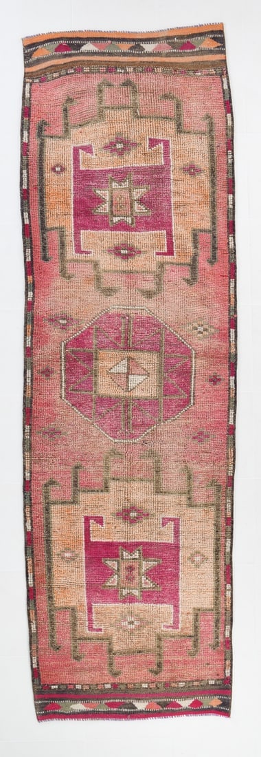 3'2'' x 10'7'' Vintage Wool Runner Rug - 18523: Title: 3'2'' x 10'7'' Vintage Wool Runner Rug - 18523Description:3'2'' x 10'7'' Vintage Wool Runner Rug - 18523Origin:TurkiyeDate/Period:1960-90Materials:Wool,CottonDimension:3'2''x10'7'' ft, 99x323