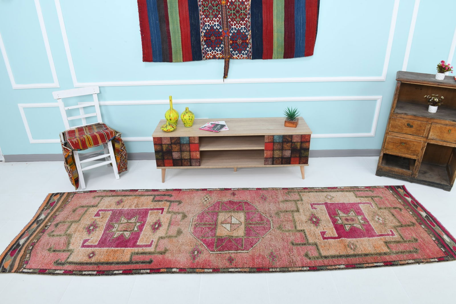 3'2'' x 10'7'' Vintage Wool Runner Rug - 18523 - 3