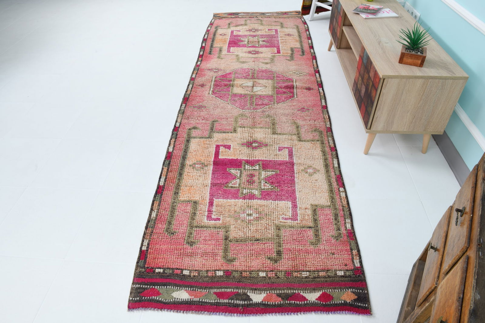 3'2'' x 10'7'' Vintage Wool Runner Rug - 18523 - 4