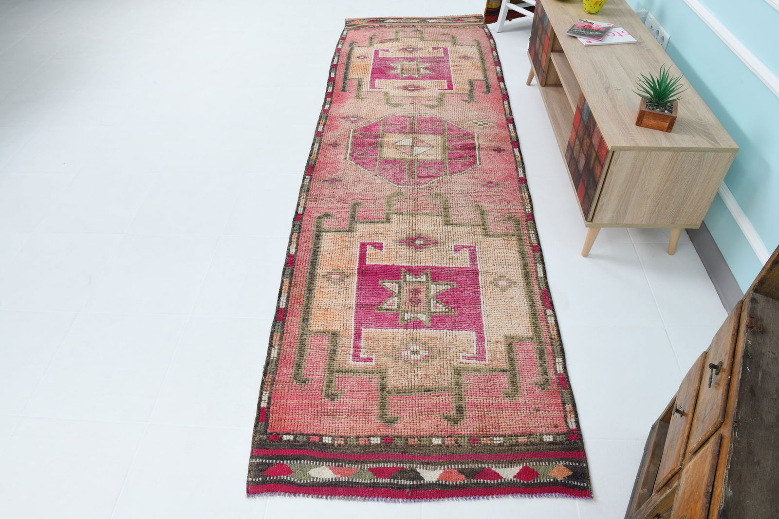 3'2'' x 10'7'' Vintage Wool Runner Rug - 18523 - 5