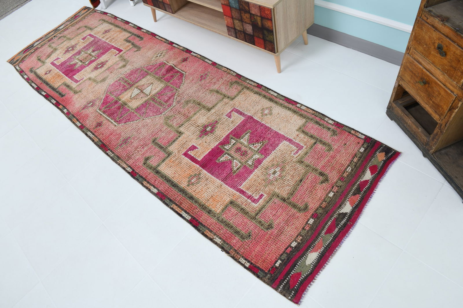 3'2'' x 10'7'' Vintage Wool Runner Rug - 18523 - 6