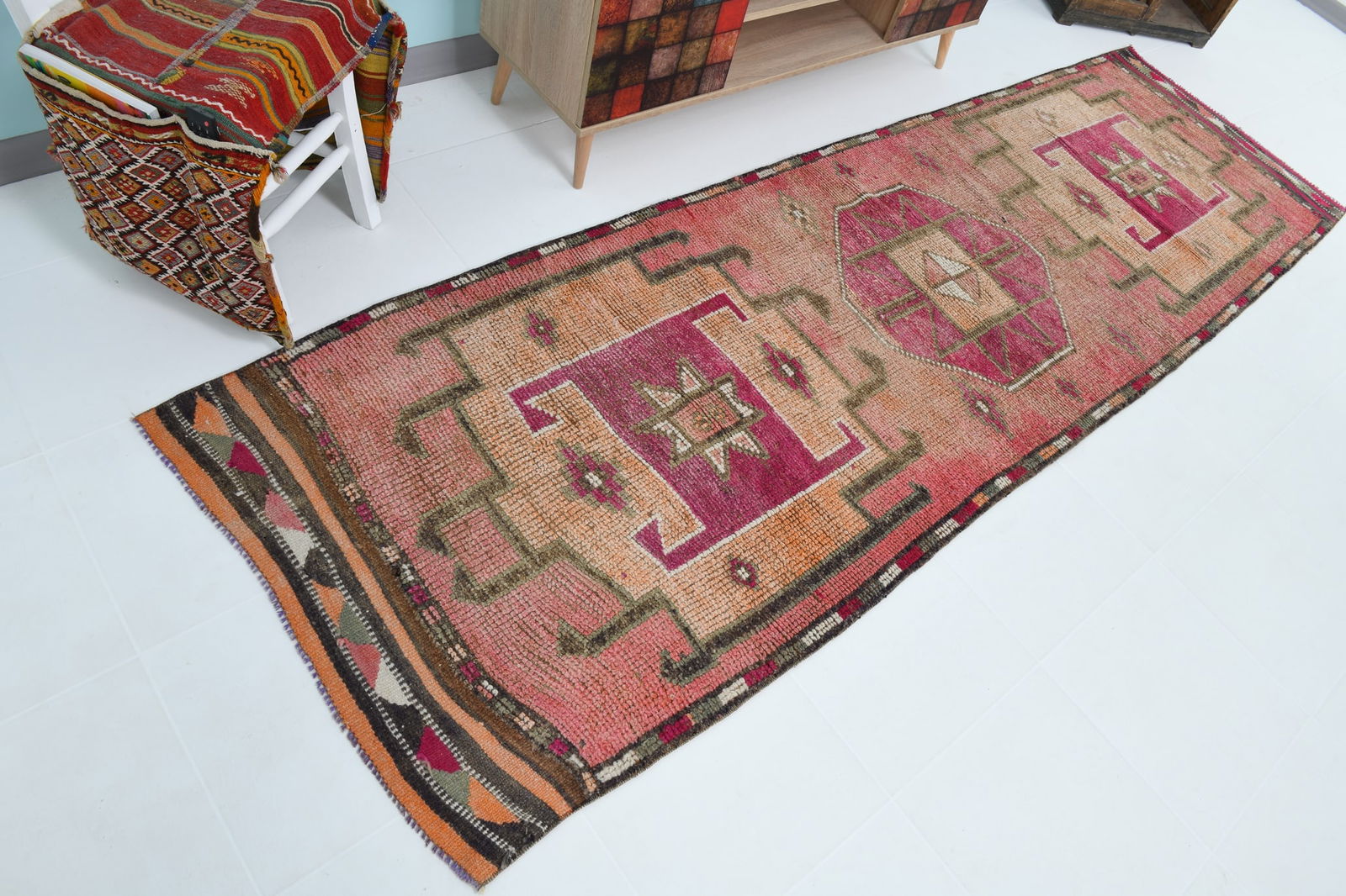 3'2'' x 10'7'' Vintage Wool Runner Rug - 18523 - 7