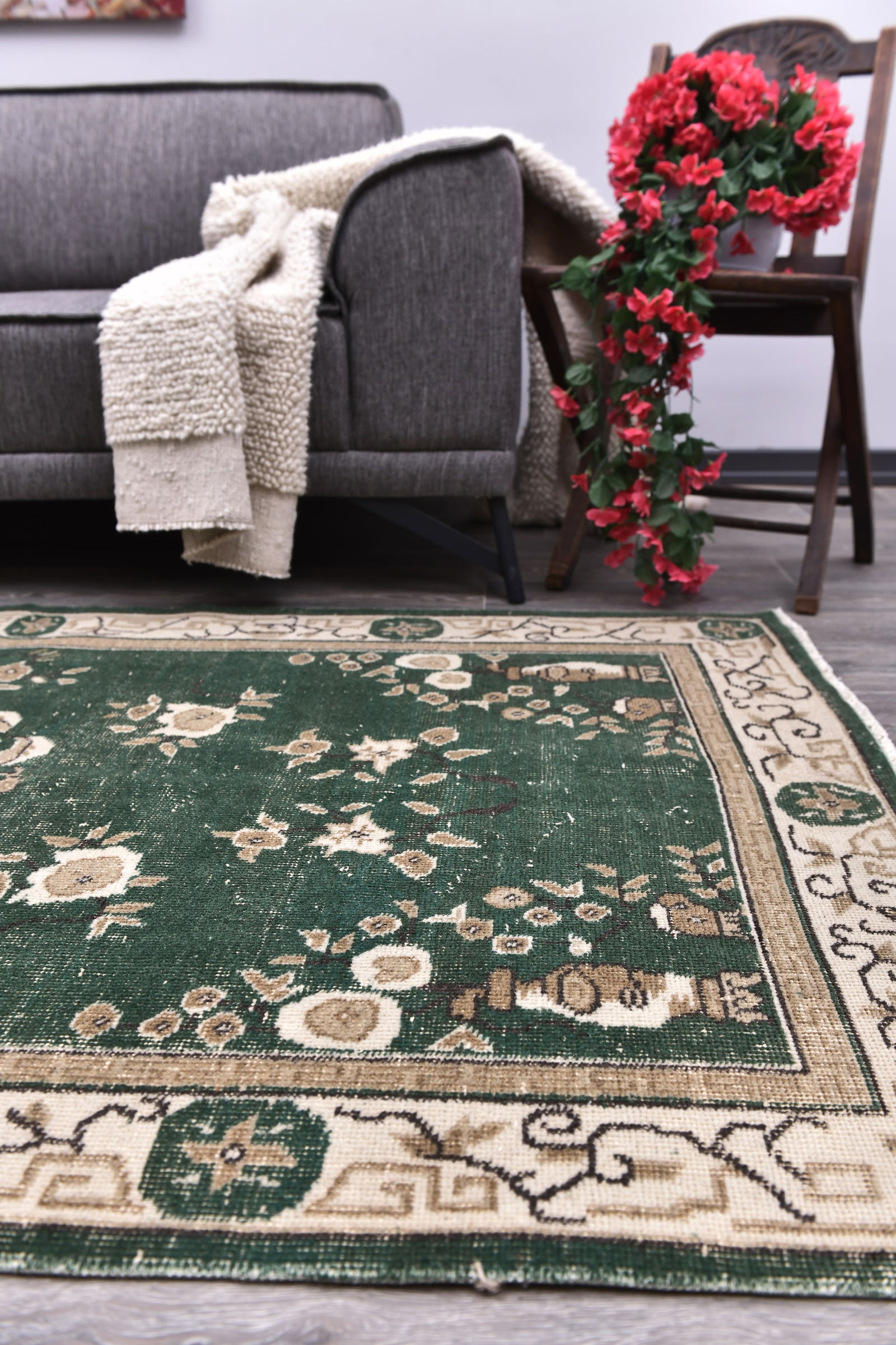 3'10'' x 6'7'' Handmade Vintage Wool Rug - 244713 - 12