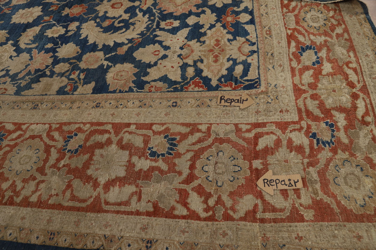 Pre-1900 Antique Vegetable Dye Sultanabad Persian Rug 11x19 - 15