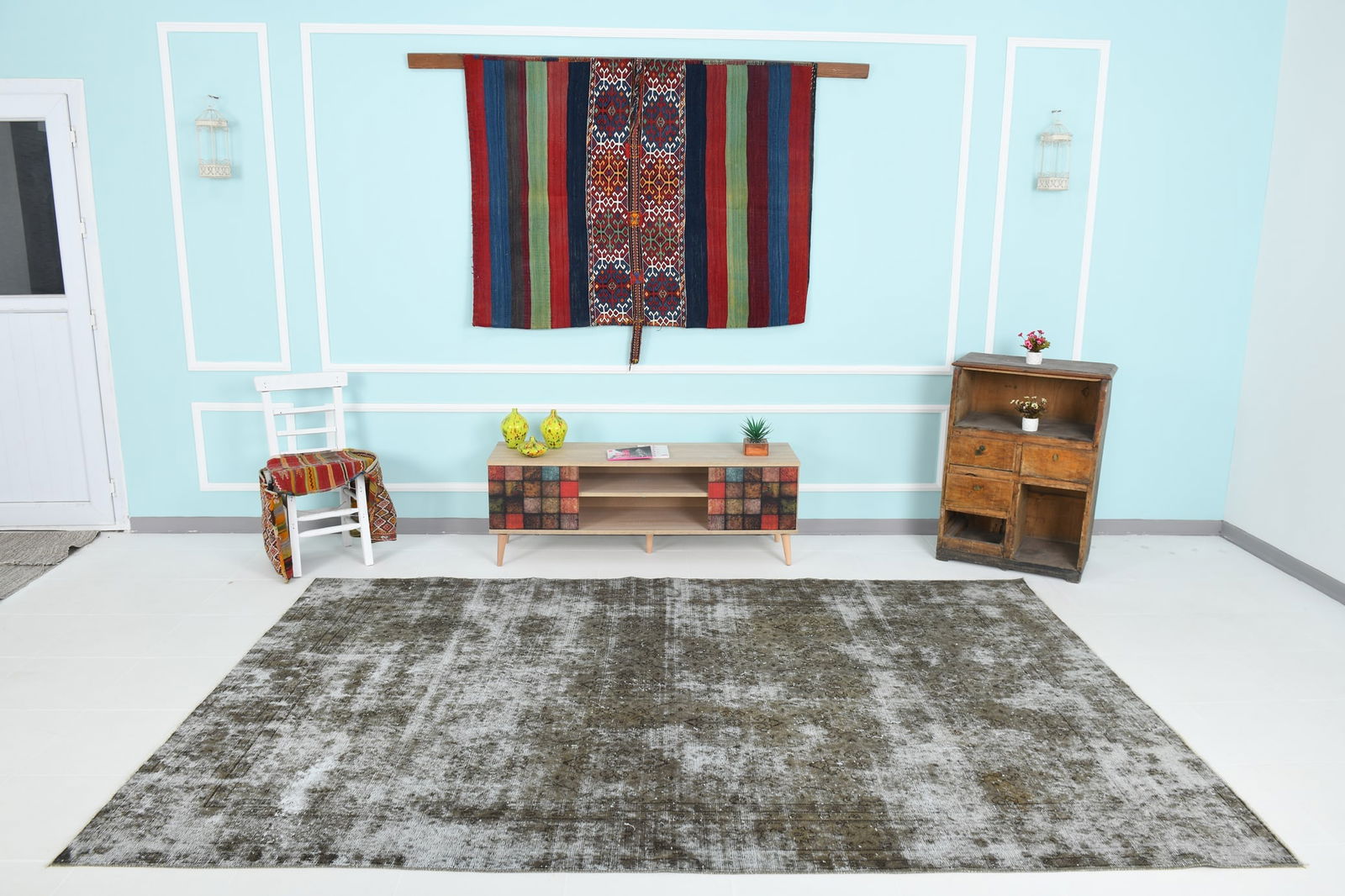 6'10'' x 10'3'' Handmade Vintage Wool Rug - 17482 - 2