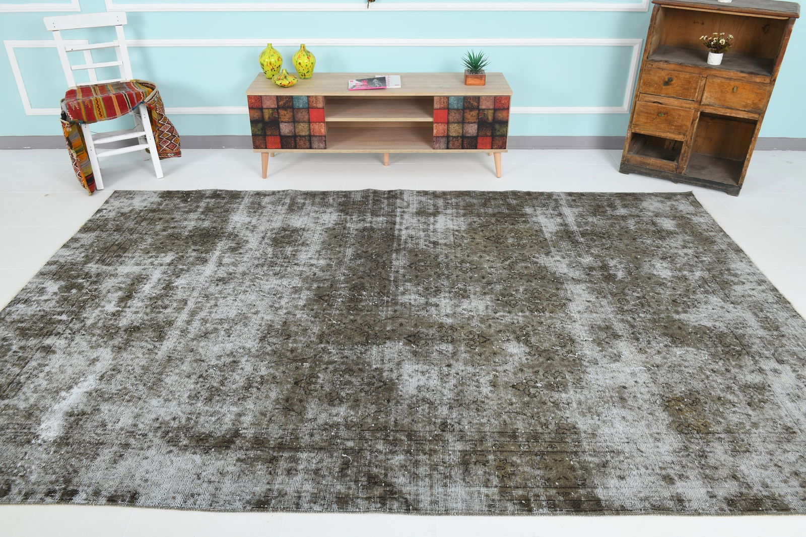 6'10'' x 10'3'' Handmade Vintage Wool Rug - 17482 - 3