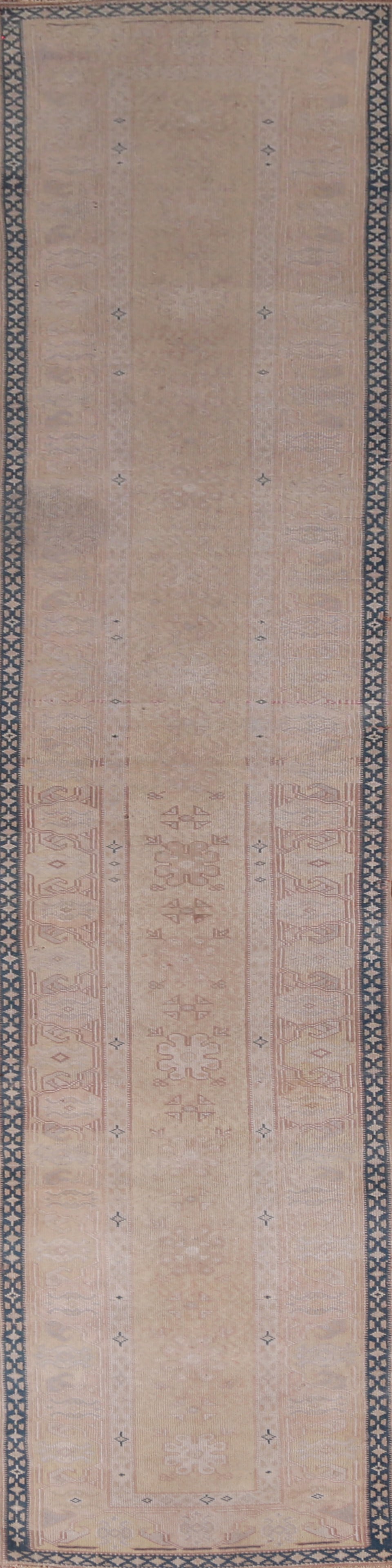 Vegetable Dye Antique Oushak Turkish Runner Rug 2x14: Title: Vegetable Dye Antique Oushak Turkish Runner Rug 2x14 Description:A Beautiful Genuine Turkey Oushak rug is Hand Knotted by skillful weavers in Turkey with