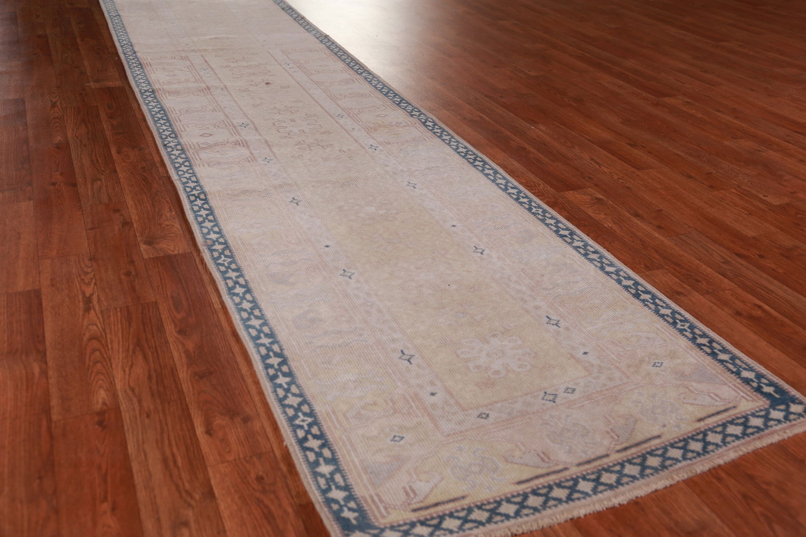 Vegetable Dye Antique Oushak Turkish Runner Rug 2x14 - 6