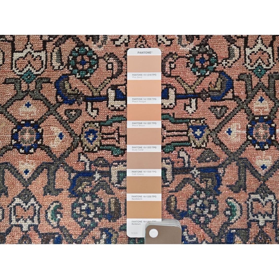 Salmon Color Vintage Persian Hussaianabad Hand Knotted Wool Runner Rug - 4