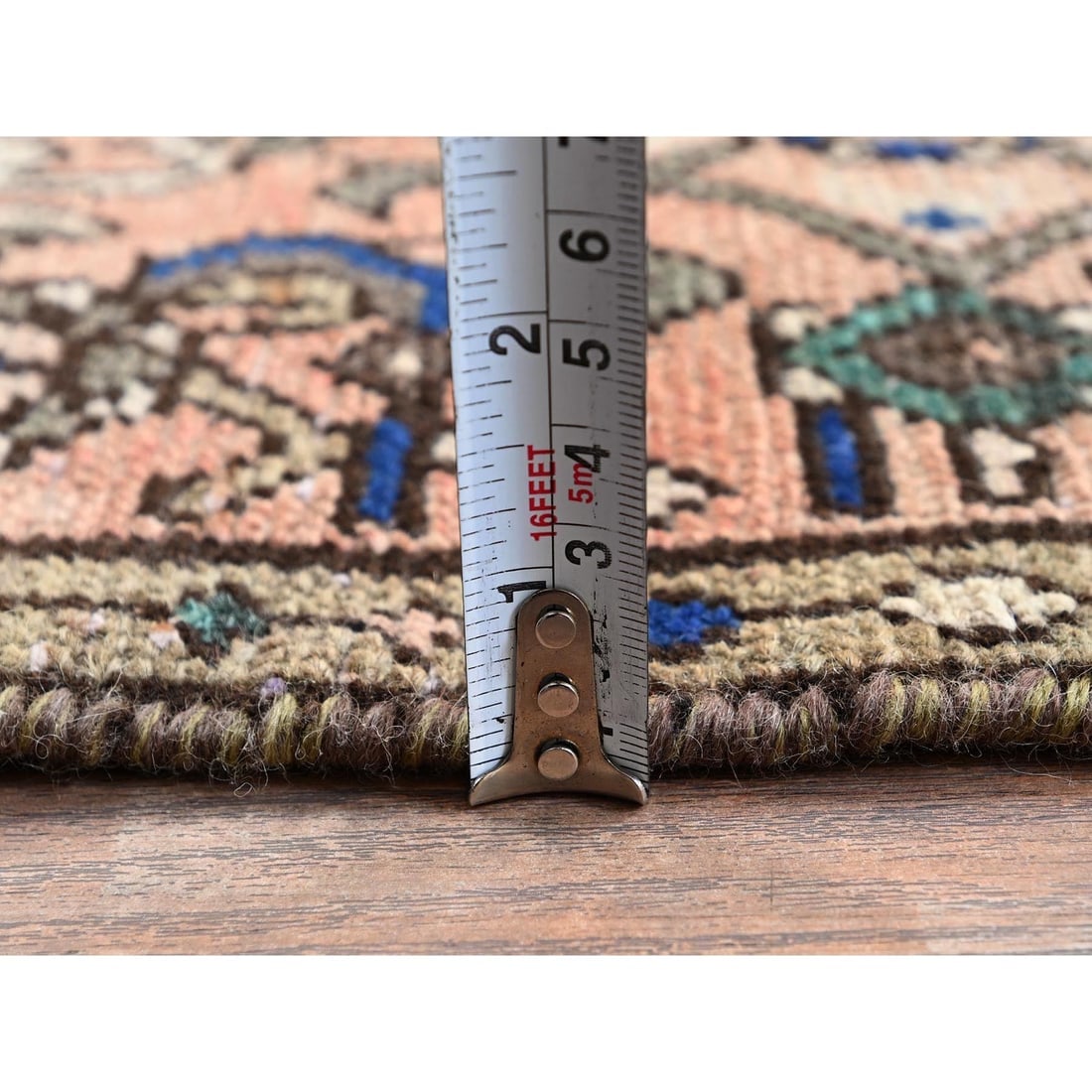 Salmon Color Vintage Persian Hussaianabad Hand Knotted Wool Runner Rug - 6