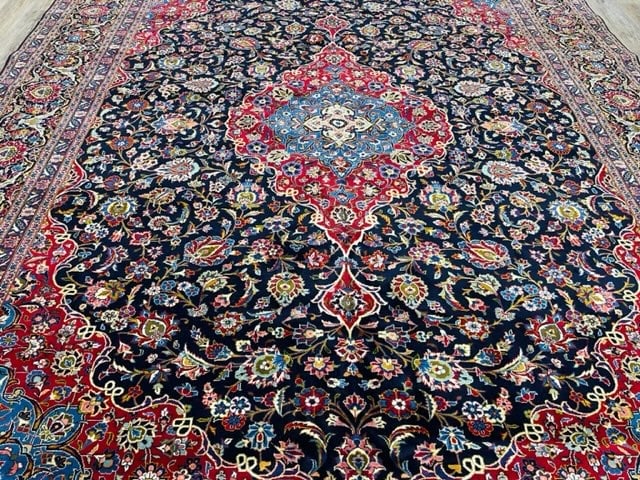 Vintage Persian Kashan Rug- 3490 - 9