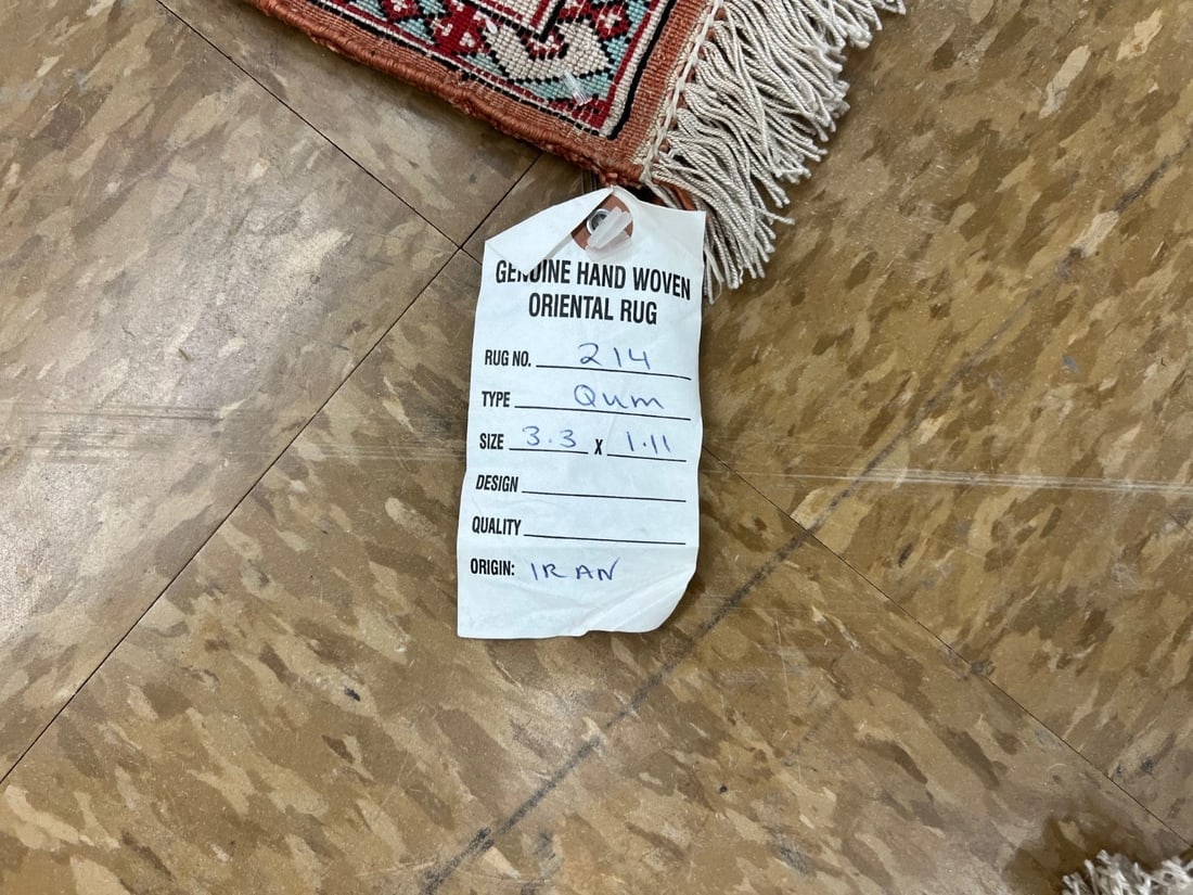 Hand-Knotted Persian Qum Semi-Antique 100% Silk Navy Ivory Rug 1'11" x 3'3" - 6