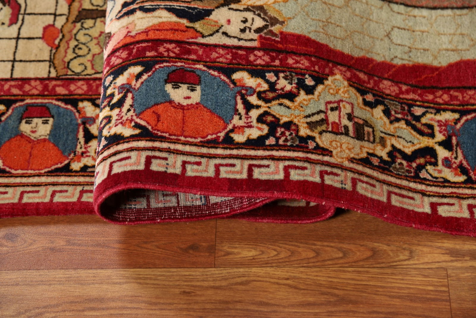 Pre-1900 Antique Pictorial Kashan Persian Rug 4x7 - 14