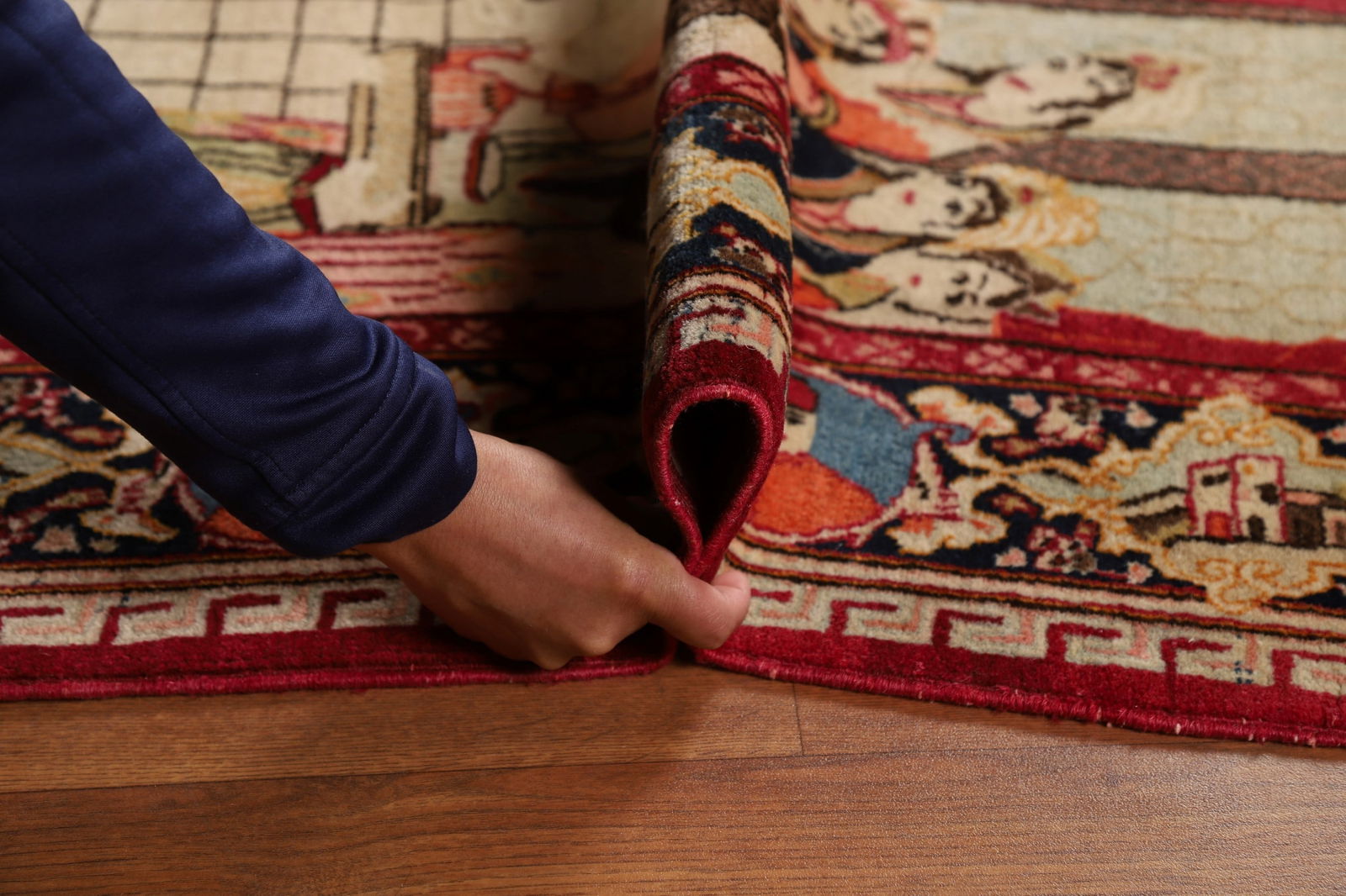 Pre-1900 Antique Pictorial Kashan Persian Rug 4x7 - 19