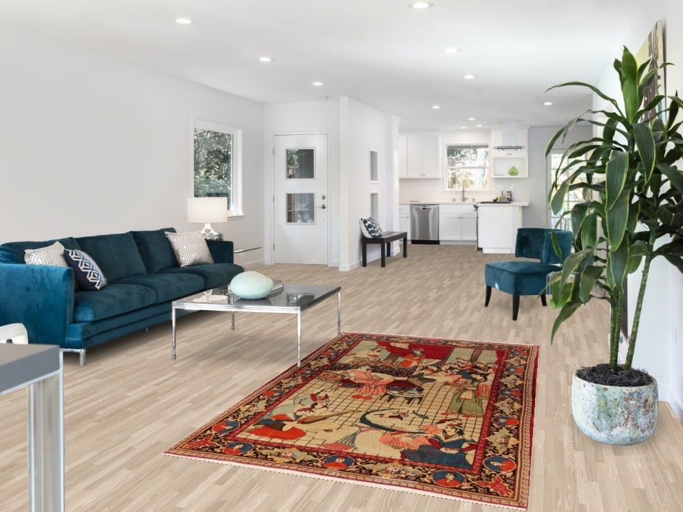 Pre-1900 Antique Pictorial Kashan Persian Rug 4x7 - 2