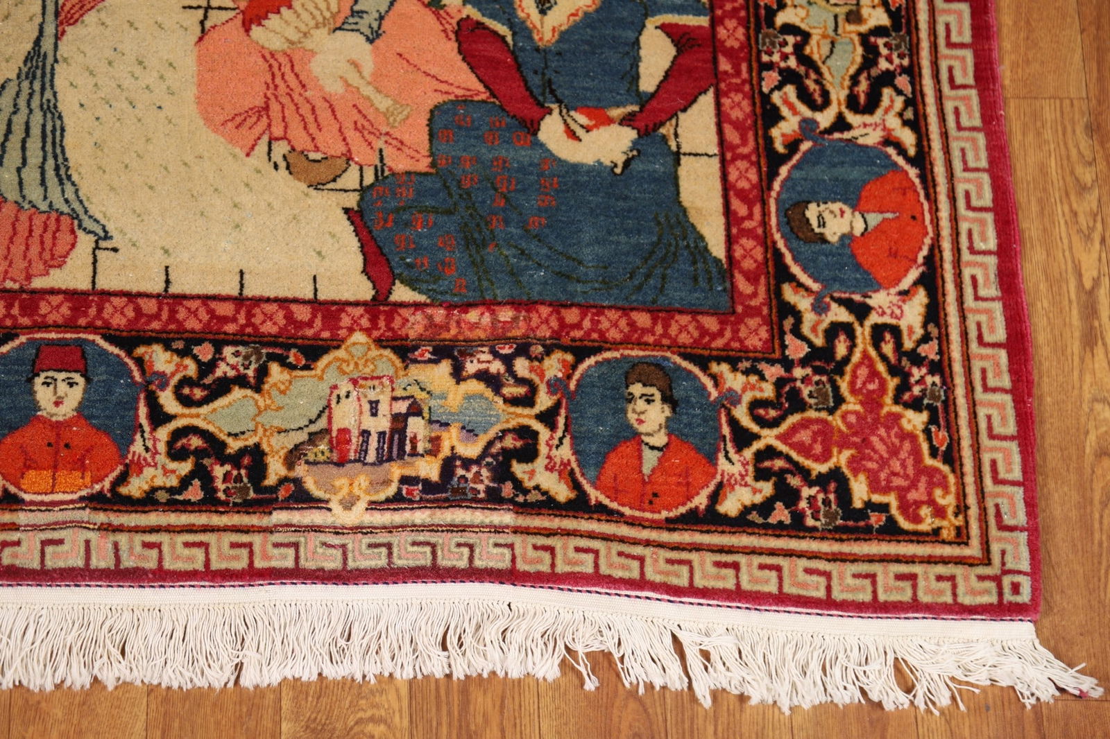 Pre-1900 Antique Pictorial Kashan Persian Rug 4x7 - 5