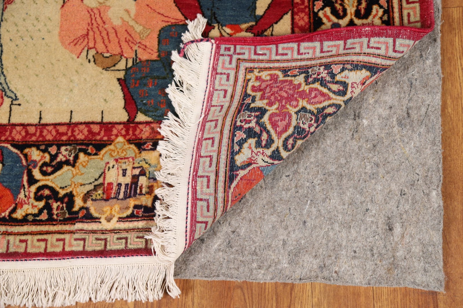 Pre-1900 Antique Pictorial Kashan Persian Rug 4x7 - 8