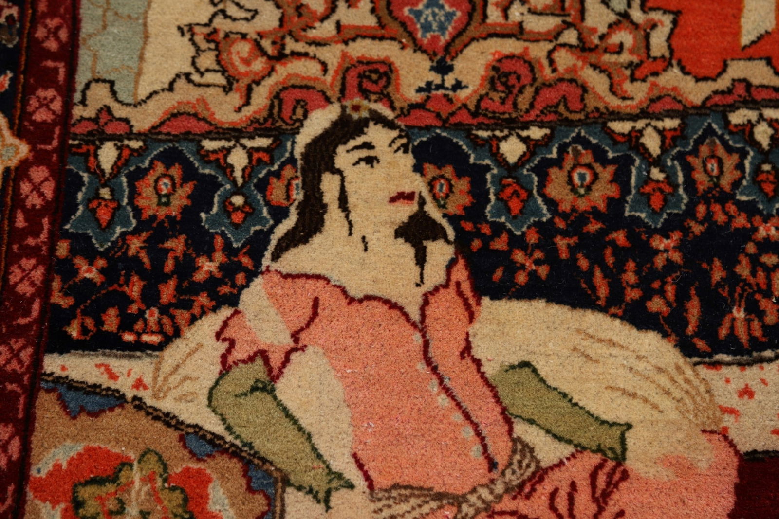 Pre-1900 Antique Pictorial Kashan Persian Rug 4x7 - 9