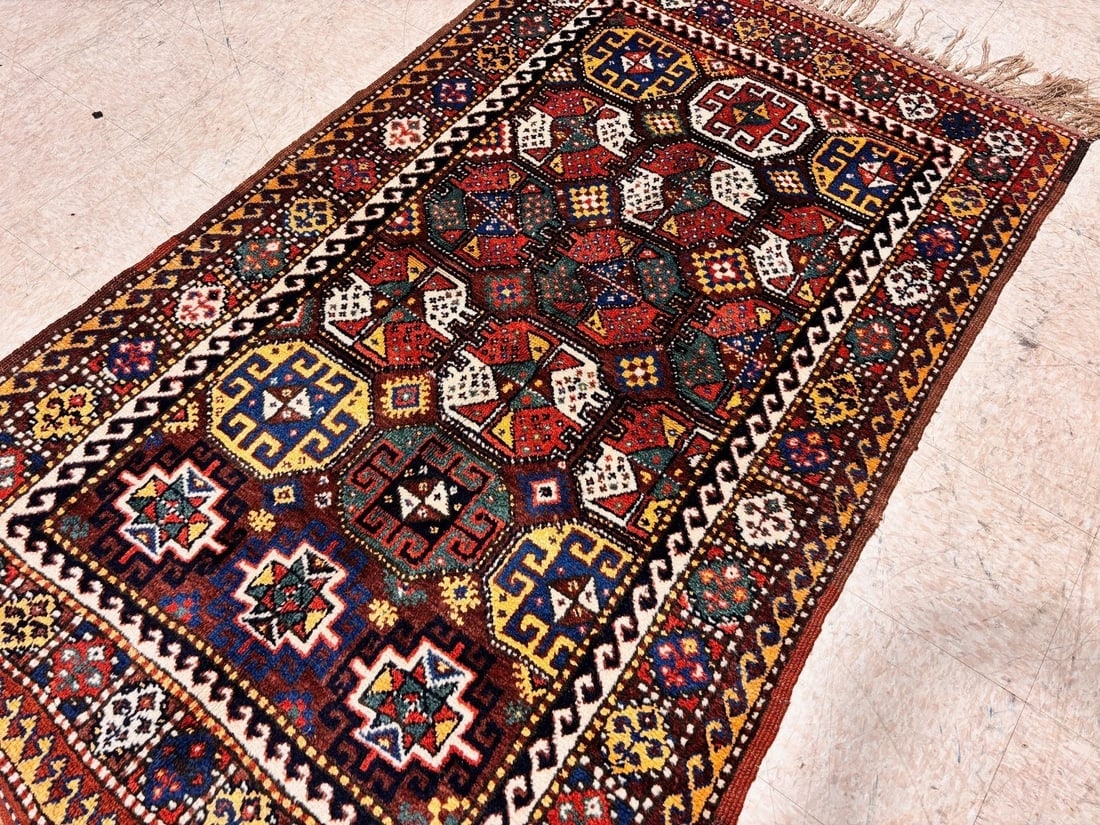 Hand-Knotted Antique Persian Quchan Tribal Geometric Oriental Wool Area Rug 4'3" x 6'11" - 8