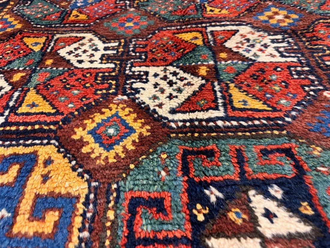 Hand-Knotted Antique Persian Quchan Tribal Geometric Oriental Wool Area Rug 4'3" x 6'11" - 9