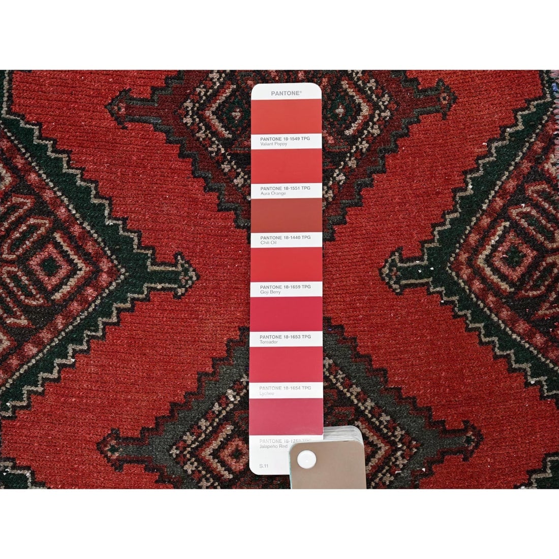 Chili Red Vintage Persian Hamadan Hand Knotted Pure Wool Runner Rug - 4
