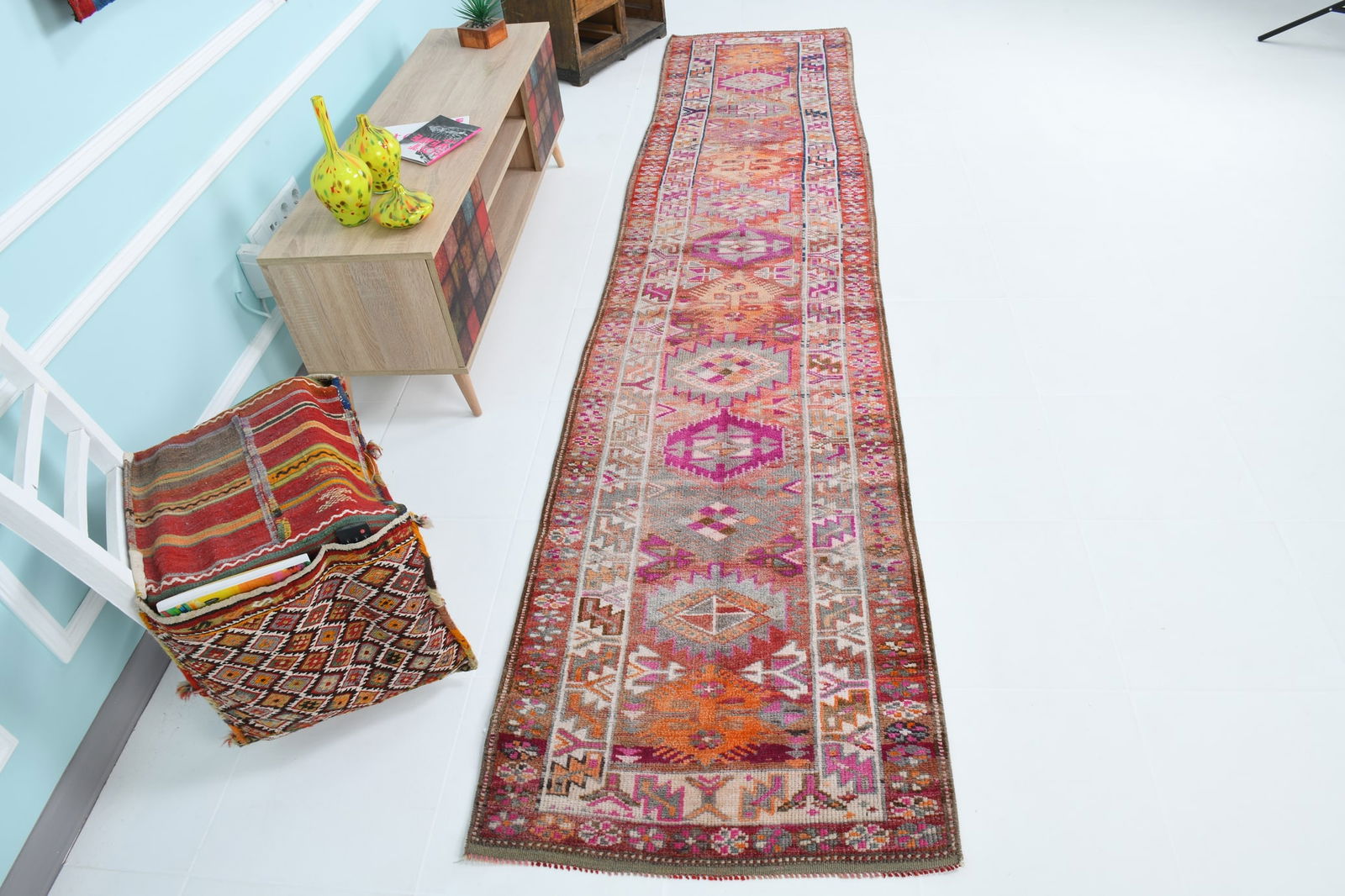 2'7'' x 12'2'' Vintage Wool Runner Rug - 18169 - 4