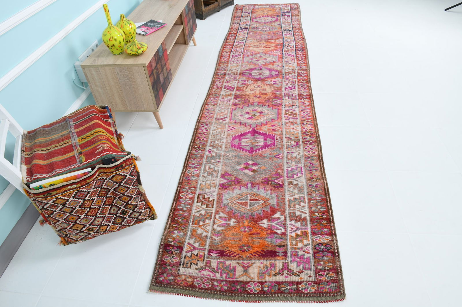 2'7'' x 12'2'' Vintage Wool Runner Rug - 18169 - 5