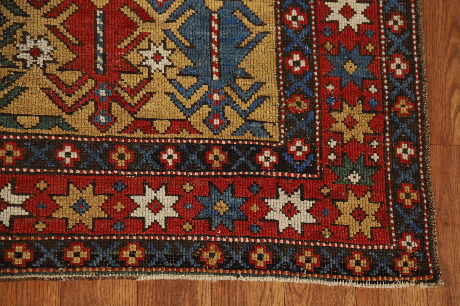 Pre-1900 Antique Wool Kazak Vegetable Dye Rug 4x5 - 5