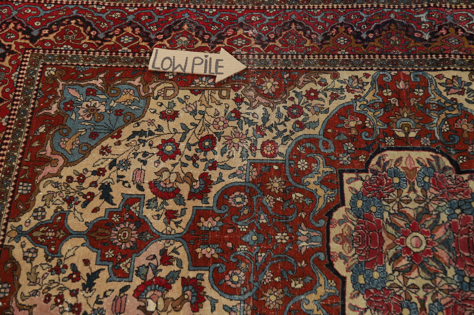 Pre-1900 Antique Vegetable Dye Isfahan Ahmad Persian Rug 4x7 - 14