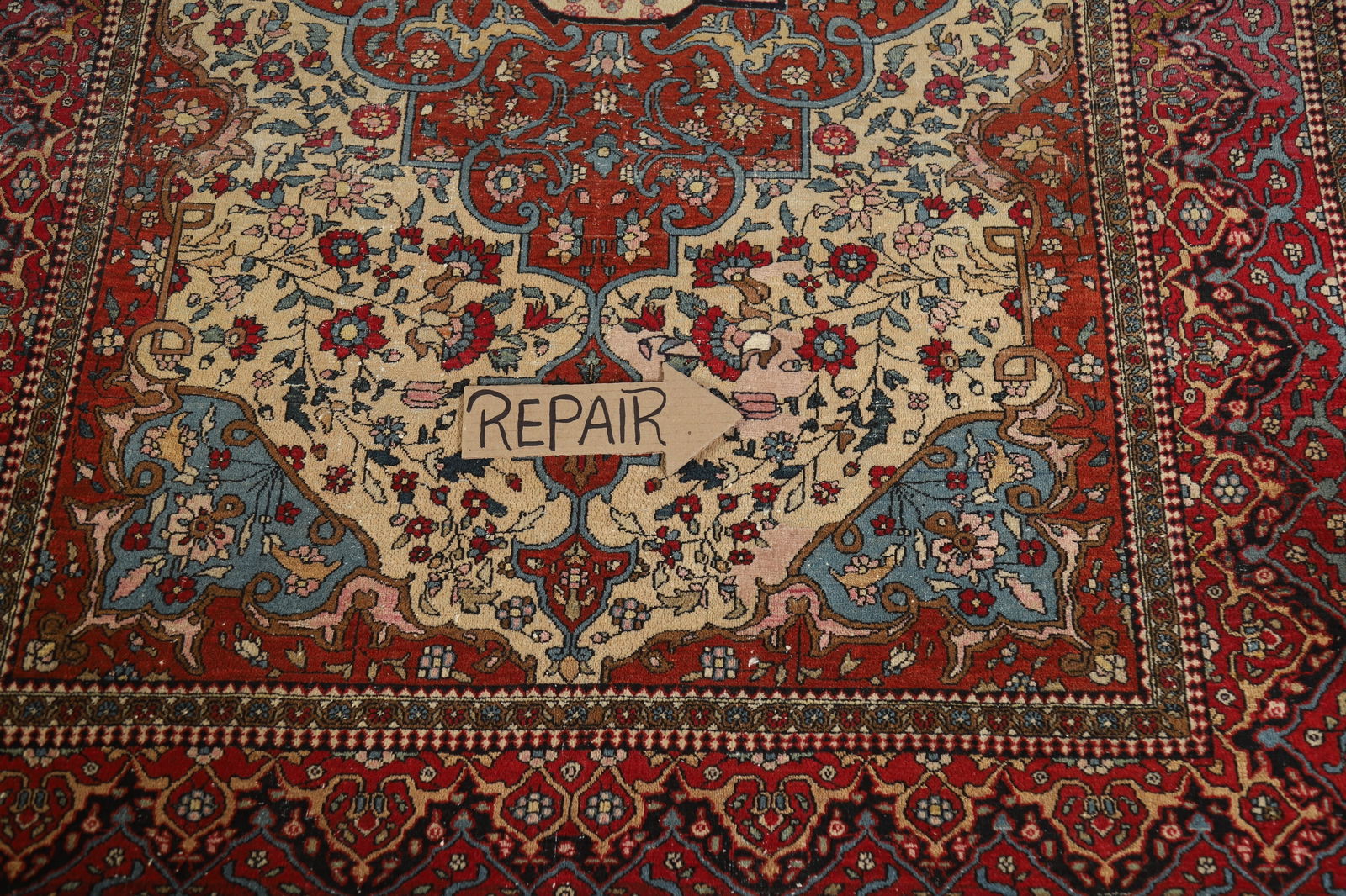 Pre-1900 Antique Vegetable Dye Isfahan Ahmad Persian Rug 4x7 - 16
