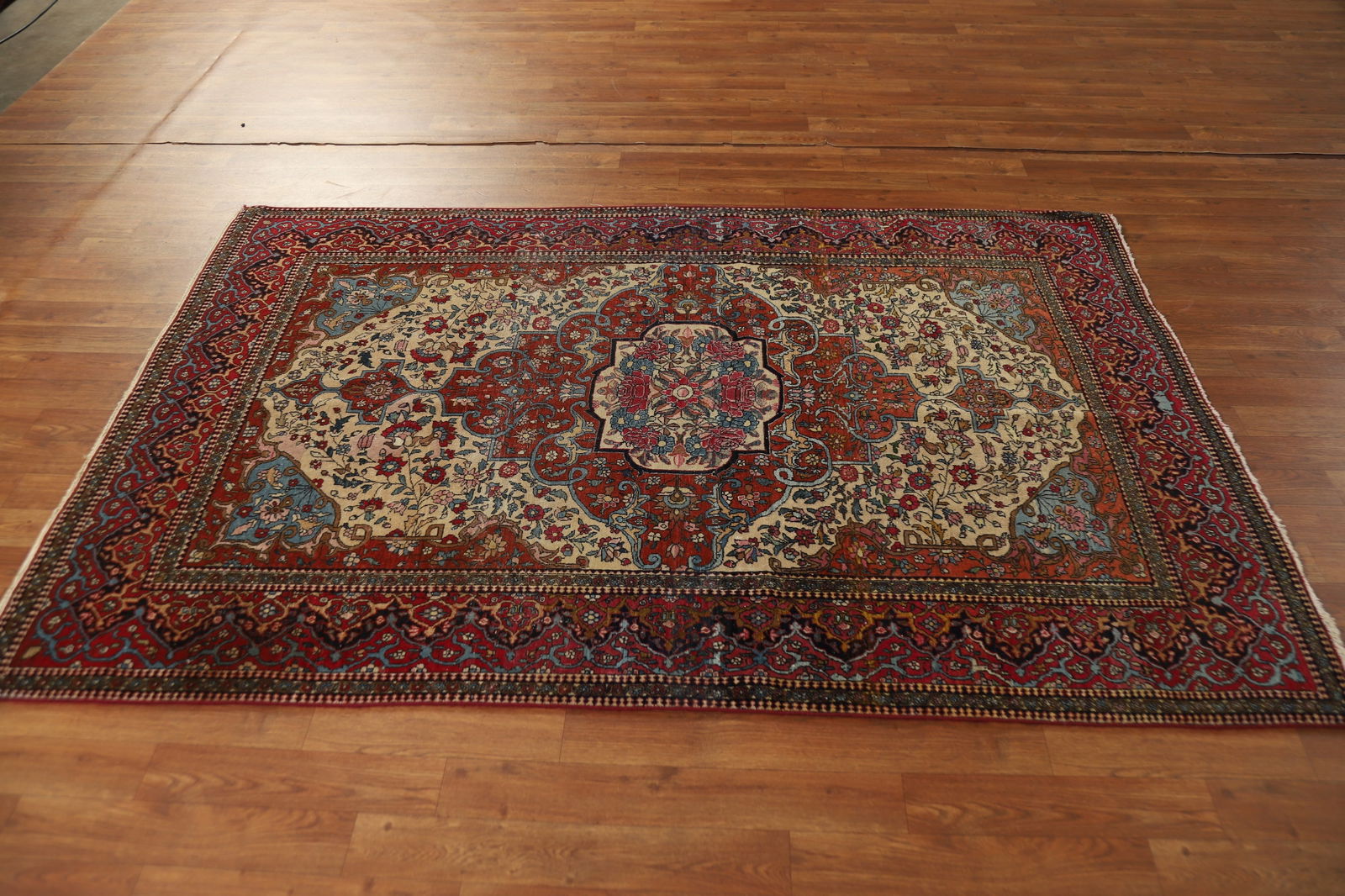 Pre-1900 Antique Vegetable Dye Isfahan Ahmad Persian Rug 4x7 - 18