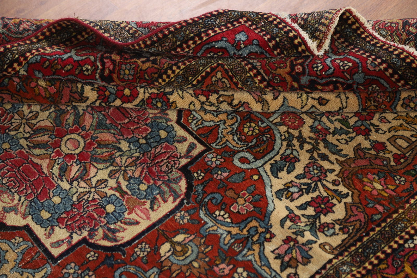 Pre-1900 Antique Vegetable Dye Isfahan Ahmad Persian Rug 4x7 - 20