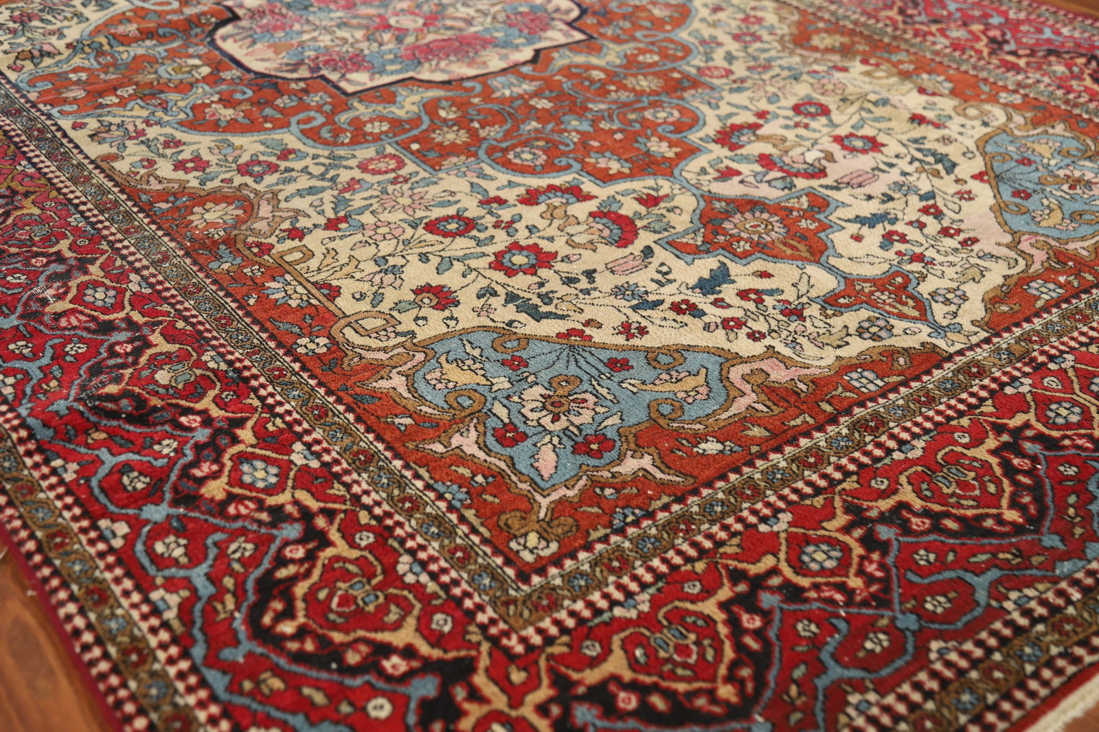 Pre-1900 Antique Vegetable Dye Isfahan Ahmad Persian Rug 4x7 - 6