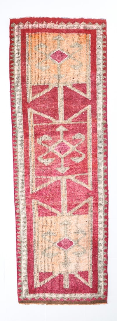 3'1'' x 9'4'' Vintage Wool Runner Rug - 18561: Title: 3'1'' x 9'4'' Vintage Wool Runner Rug - 18561Description:3'1'' x 9'4'' Vintage Wool Runner Rug - 18561Origin:TurkiyeDate/Period:1960-90Materials:Wool,CottonDimension:3'1''x9'4'' ft, 95x287 cm 