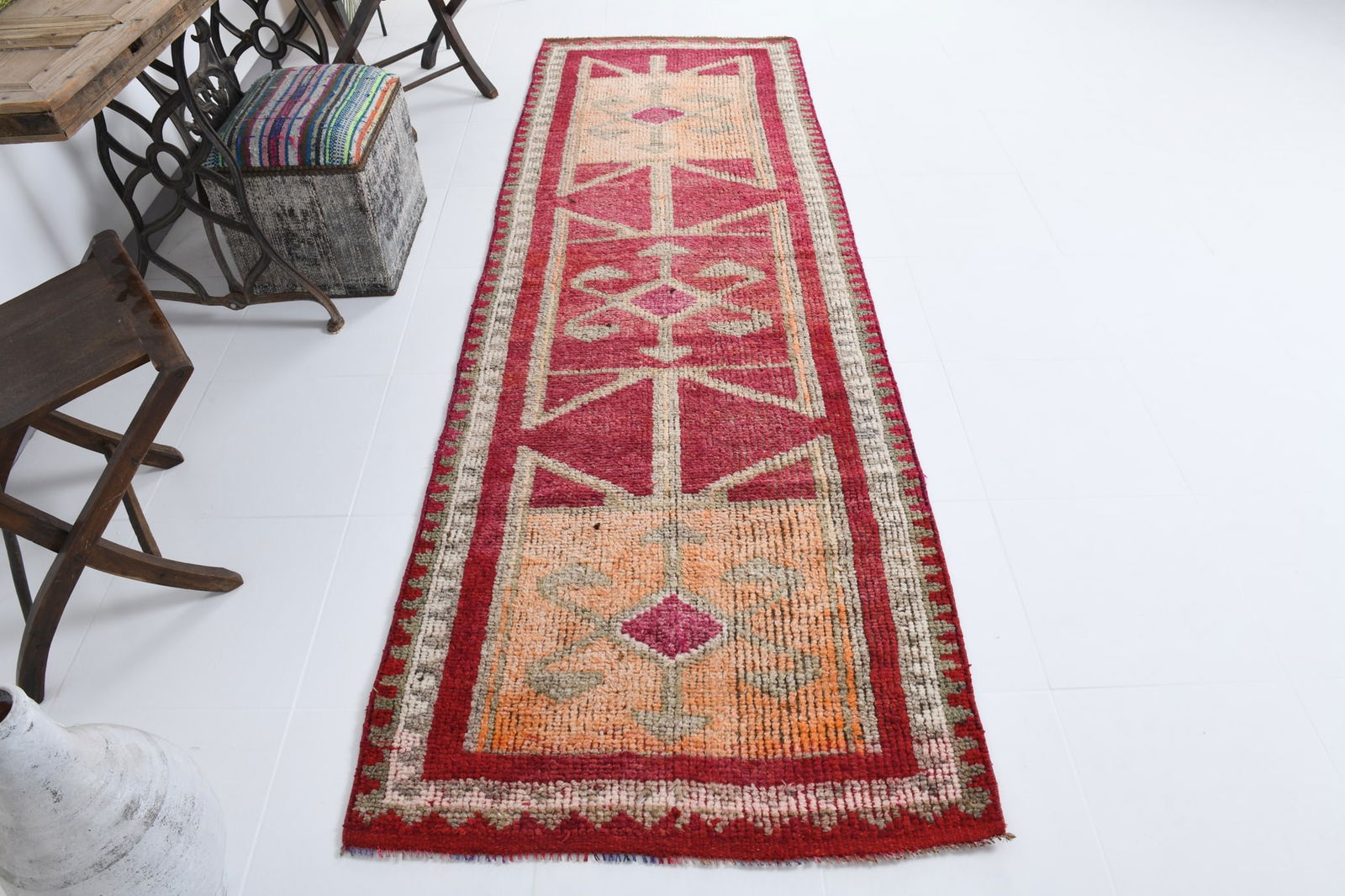 3'1'' x 9'4'' Vintage Wool Runner Rug - 18561 - 5