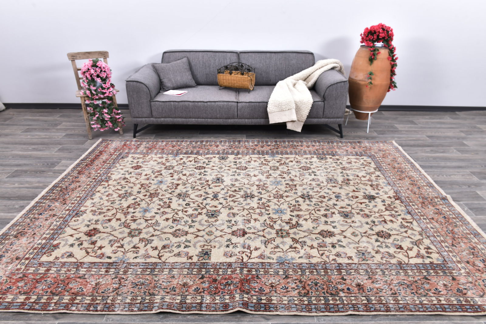 7'0'' x 10'2'' Handmade Vintage Wool Rug - 243989: Title: 7'0'' x 10'2'' Handmade Vintage Wool Rug - 243989Description:7'0'' x 10'2'' Handmade Vintage Wool Rug - 243989Origin:TurkiyeDate/Period:1960-90Materials:Wool,CottonDimension:7'0''x10'2'' ft,