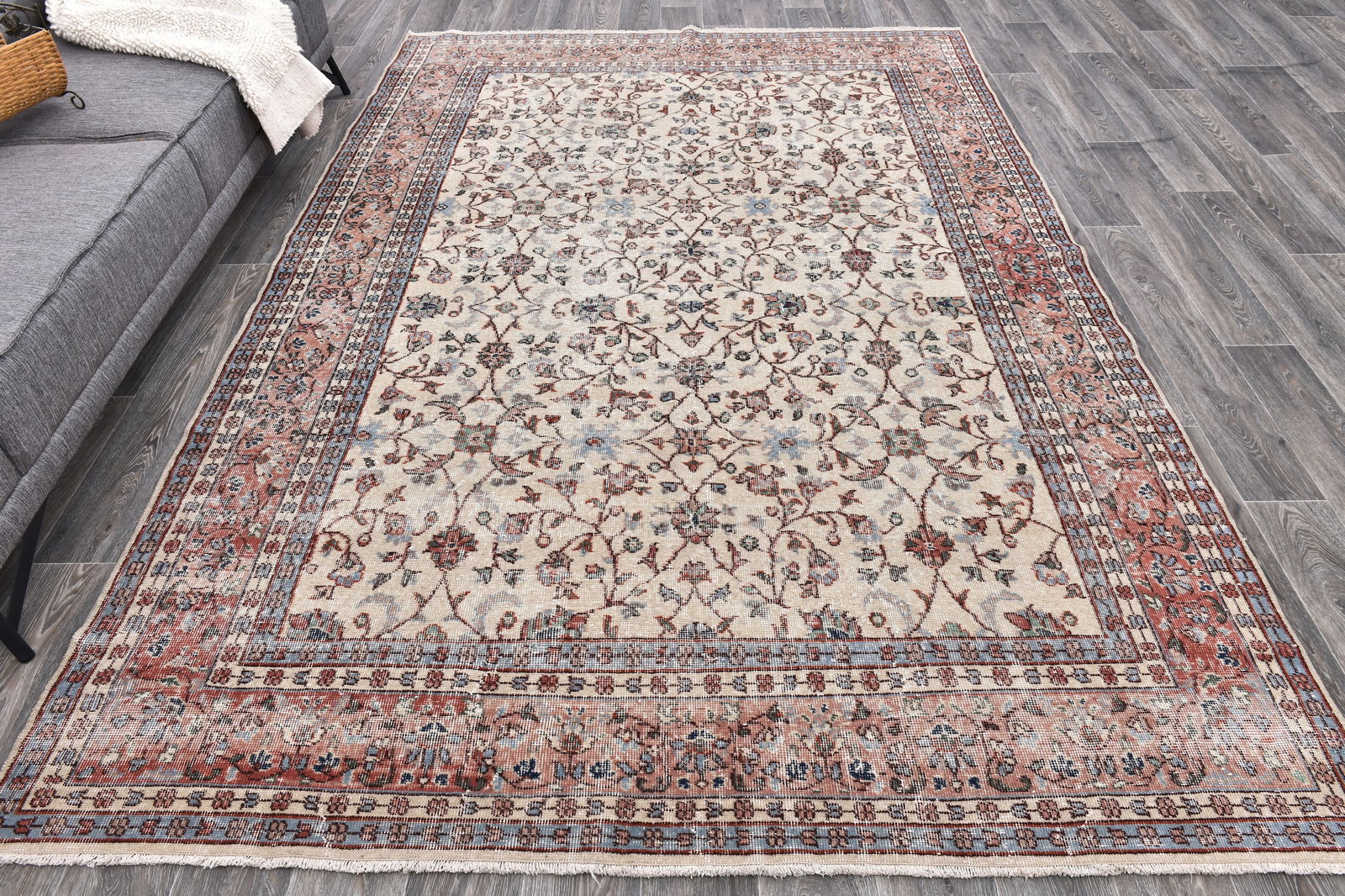 7'0'' x 10'2'' Handmade Vintage Wool Rug - 243989 - 3