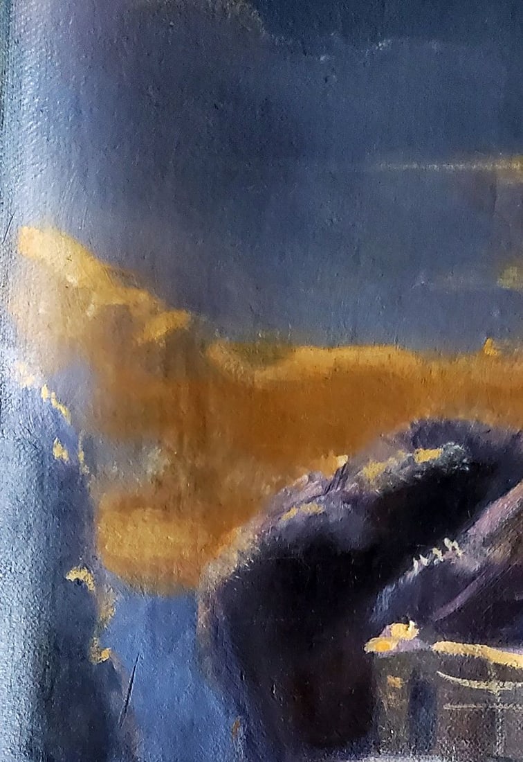 Oil painting Village winter sunset Daniil Litvinov - 4