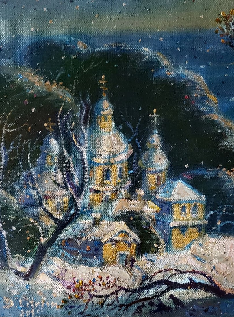 Oil painting Winter Monastery Daniil Litvinov - 2