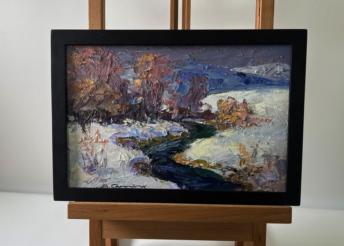 Oil painting Winter stream Boris Serdyuk (1 of 10)