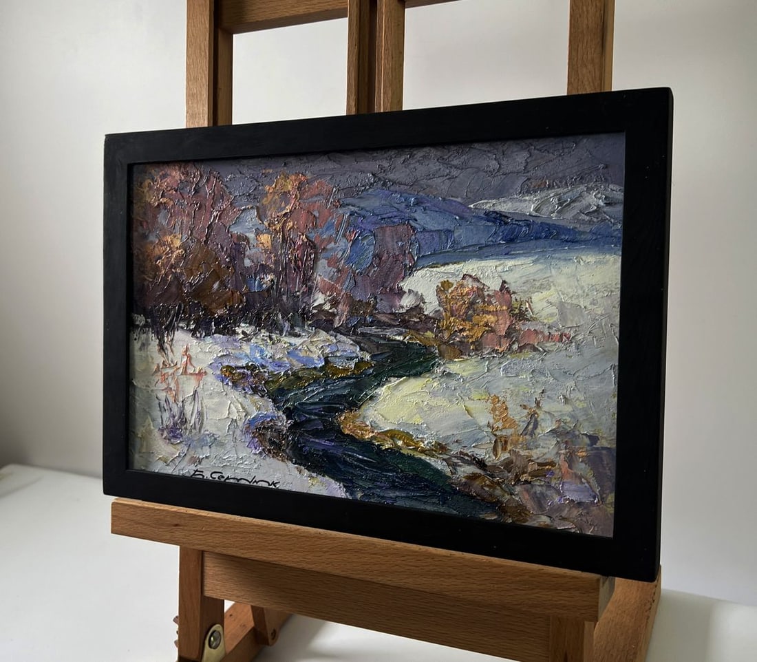 Oil painting Winter stream Boris Serdyuk - 2