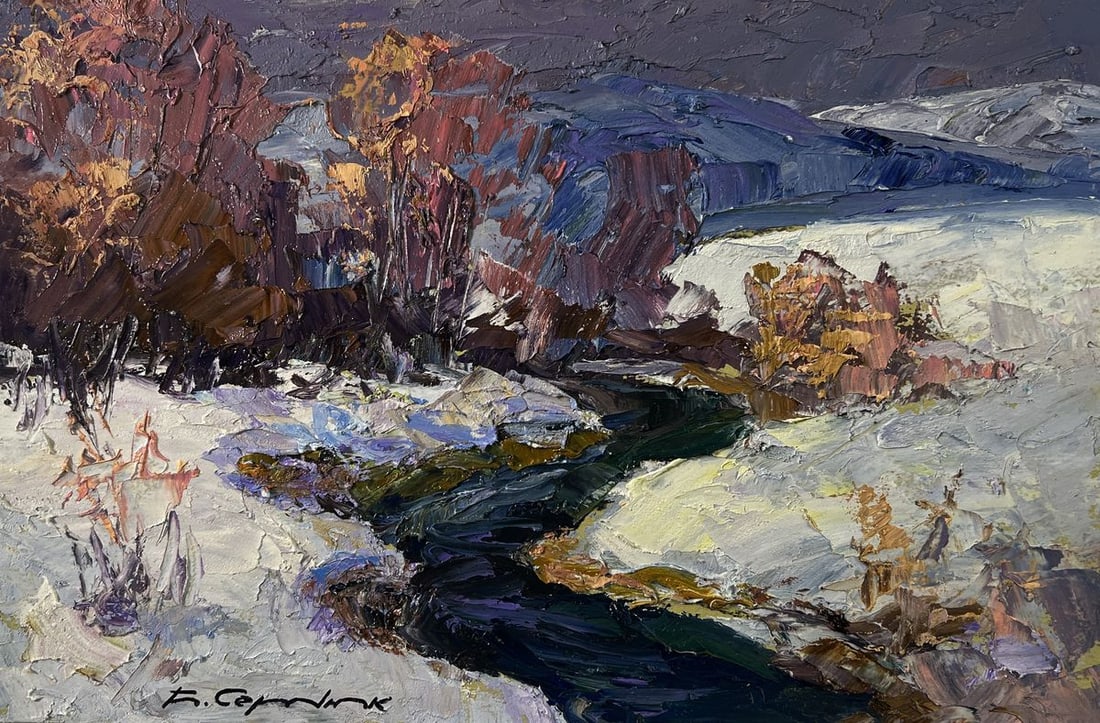 Oil painting Winter stream Boris Serdyuk - 3