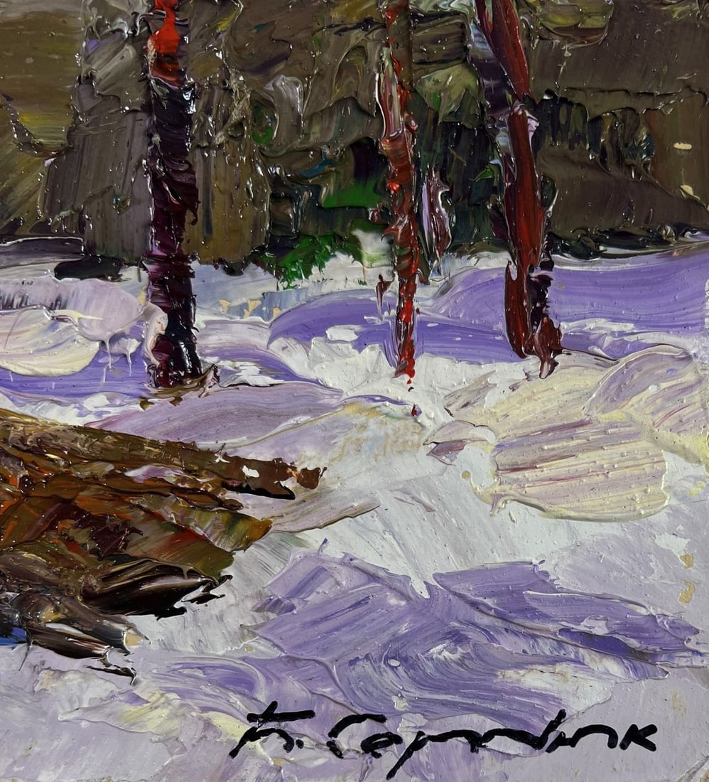 Oil painting Winter road through quiet forests Boris Serdyuk - 9