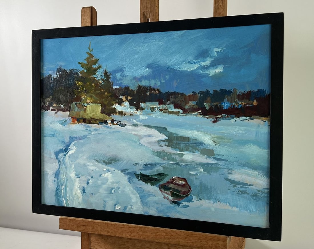 Oil painting Frozen winter river Yuriy Suprunchuk - 2